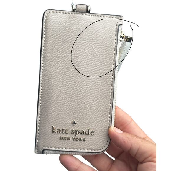 Kate Spade Staci Saffiano Leather Card Case Lanyard - Picture 2 of 5